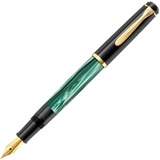 Pelikan Classic M200 - Kolbenfüllhalter Grün-Marmoriert, Füllfederhalter grün/schwarz, Federbreite M
