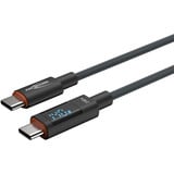 Ansmann USB 2.0 Kabel, USB-C Stecker > USB-C Stecker anthrazit, 2,0 Meter, PD 3.1,  Laden mit bis zu 140 Watt, gesleevt, integriertes LED Display
