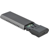 DeLOCK Externes USB Type-C Combo Gehäuse für M.2 NVMe PCIe oder SATA SSD, Laufwerksgehäuse schwarz, werkzeugfrei