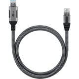 goobay Ethernet-Kabel USB-A 3.2 Gen1 Stecker > RJ-45 Stecker, LAN-Adapter schwarz/silber, 1,5 Meter, geflochtener Textilmantel