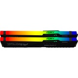 Kingston FURY DIMM 32 GB DDR5-5200 (2x 16 GB) Dual-Kit, Arbeitsspeicher schwarz, KF552C40BBAK2-32, FURY Beast RGB, INTEL XMP