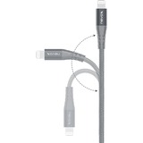 Nevox USB 2.0 Adapterkabel, USB-C Stecker > Lightning Stecker silber/grau, 1 Meter, PD, gesleevt