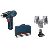 Bosch Akkuschrauber GSR 12V-15 Professional Set, Bohrschrauber blau/schwarz, 1x Li-Ionen Akku 2,0Ah, 1x Li-Ionen Akku 4,0Ah, Bits & Bohrer