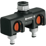 GARDENA 2-Wege-Verteiler 8193-20, Hahnstück schwarz/grau, 26,5mm (G 3/4"), 33,3mm (G 1“)