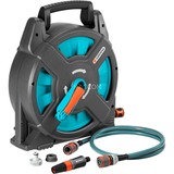 GARDENA Schlauchbox Classic 15 Set, mit Schlauch, Systemteilen und Spritze, Schlauchtrommel grau/türkis, 15 Meter + 1,5 Meter
