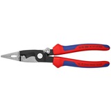 KNIPEX Elektro-Installationszange 13 92 200  rot/blau, schlanke Bauform, geschraubtes Gelenk, aktive Sperrklinge