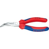 Knipex Flachrundzange 2525160, Greifzange rot/blau, abgewinkelt, mit Schneide