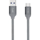 Nevox USB 3.2 Gen 1 Kabel, USB-A Stecker > USB-C Stecker grau, 2 Meter, gesleevt