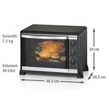 Rommelsbacher Back & Grill Ofen mit Umluft BG 1550, Mini-Backofen schwarz, Retail