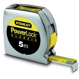 Stanley Bandmaß Powerlock mit Sichtfenster, 5 Meter silber/gelb, 19mm, Kunststoffgehäuse