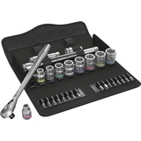 Wera Zyklop Metal-Knarrensatz 8100 SB8, 3/8", Werkzeug-Set schwarz/silber, 29-teilig, mit Umschalt-Knarre