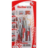 fischer Dübel DUOPOWER 8x40 RB K hellgrau/rot, 8 Stück, mit Schraube und Aufklebern