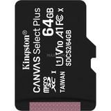 Kingston Canvas Select Plus 64 GB microSDXC, Speicherkarte schwarz, UHS-I U1, Class 10, V10, A1