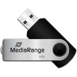 MediaRange Flexi-Drive 16 GB, USB-Stick schwarz/silber, USB-A 2.0