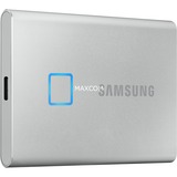 SAMSUNG Portable SSD T7 Touch 1 TB, Externe SSD silber, USB-C 3.2 Gen 2 (10 Gbit/s), extern