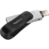 SanDisk iXpand Go 256 GB, USB-Stick schwarz/silber, USB-A 3.2 Gen 1, Apple Lightning Connector