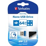 Verbatim Store 'n' Stay Nano 64 GB, USB-Stick blau, USB-A 3.2 Gen 1