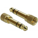 DeLOCK Klinkenkabel 3,5mm 3Pin Stecker > 3,5mm 3Pin Stecker schwarz, 1 Meter, mit zwei 6,35mm Schraubadaptern