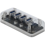 DeLOCK Externer USB 3.0 Hub mit 4 Ports, USB-Hub transparent