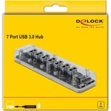 DeLOCK Externer USB 3.0 Hub mit 7 Ports, USB-Hub transparent