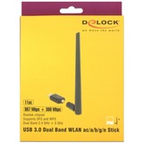 DeLOCK USB 3.0 Dualband WLAN Stick, Antenne schwarz, mit externer Antenne