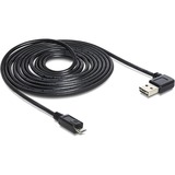 DeLOCK EASY-USB 2.0 Kabel, USB-A Stecker 90° > Micro-USB Stecker schwarz, 3 Meter, rechts / links abgewinkelt