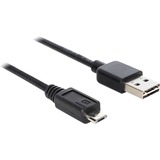 DeLOCK EASY-USB 2.0 Kabel, USB-A Stecker > Micro-USB Stecker schwarz, 2 Meter, USB-A Stecker beidseitig verwendbar
