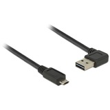 DeLOCK EASY-USB 2.0 Kabel, USB-A Stecker > Micro-USB Stecker 90° schwarz, 0,5 Meter, rechts / links abgewinkelt, beidseitig verwendbar