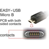 DeLOCK EASY-USB 2.0 Kabel, USB-A Stecker > Micro-USB Stecker 90° schwarz, 2 Meter, rechts / links abgewinkelt, beidseitig verwendbar