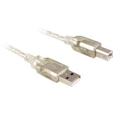 DeLOCK Kabel USB 2.0 A-B upstream transparent, 0,5 meter