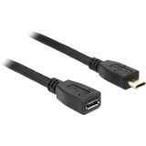 DeLOCK USB 2.0 Verlängerungskabel, Micro-USB Stecker > Micro-USB Buchse schwarz, 0,5 Meter, doppelt geschirmt