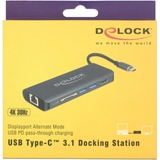 DeLOCK USB C 3.1 Dockingstation anthrazit, HDMI, USB-C, USB-A, SD-Kartenleser