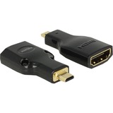 DeLOCK micro HDMI-D Stecker > HDMI-A Buchse 4K, Adapter schwarz, High Speed HDMI mit Ethernet