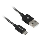 Sharkoon USB 2.0 Kabel, USB-A Stecker > Micro-USB Stecker schwarz/grau, 0,5 Meter, gesleevt