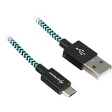 Sharkoon USB 2.0 Kabel, USB-A Stecker > Micro-USB Stecker schwarz/hellblau, 0,5 Meter, gesleevt