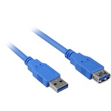 Sharkoon USB 3.2 Gen 1 Verlängerungskabel, USB-A Stecker > USB-A Buchse blau, 3 Meter, doppelt geschirmt