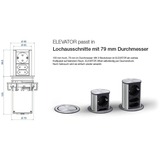 Bachmann ELEVATOR versenkbare Steckdosenleiste 3-fach aluminium/schwarz, 2 Meter Kabel