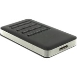 DeLOCK Externes Gehäuse M.2 Key B 42 mm SSD > USB 3.0 Typ Micro-B Buchse, Laufwerksgehäuse grau/schwarz, mit Verschlüsselungsfunktion