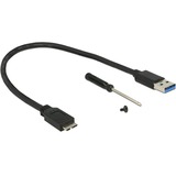 DeLOCK Externes Gehäuse M.2 Key B 42 mm SSD > USB 3.0 Typ Micro-B Buchse, Laufwerksgehäuse grau/schwarz, mit Verschlüsselungsfunktion