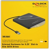 DeLOCK Externes Gehäuse für 5.25″ Slot-in Slim SATA Laufwerke 9,5 / 12,7 mm zu USB Typ-A Stecker, Laufwerksgehäuse schwarz