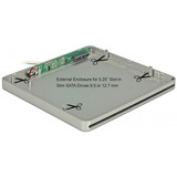 DeLOCK Externes Gehäuse für 5.25″ Slot-in Slim SATA Laufwerke 9,5 / 12,7 mm zu USB Type-C Stecker, Laufwerksgehäuse silber