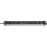 TestA Alu-Line 19" Steckdosenleiste 9-fach silber/schwarz, 1HE, 2 Meter