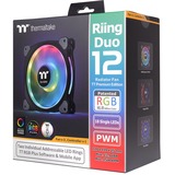 Thermaltake Riing Duo 12 RGB Radiator Fan 3 Pack, Gehäuselüfter schwarz, 3er Set, 1x Controller