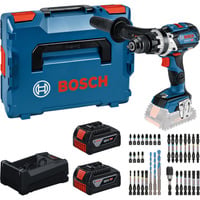 Bosch Professional Werkzeug-Set Akku-Schlagbohrschrauber 18 Volt 110 Nm mit 2 Akkus 5,0 Ah und Bit-Set in L-BOXX Boxed