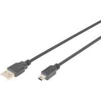 Digitus USB 2.0 Kabel, USB-A Stecker > mini USB Stecker schwarz, 3 Meter