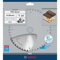 Bosch Professional PRO Wood cordless Kreissägeblatt, Ø 184mm, 48Z Bohrung 16mm, für Akku-Handkreissägen