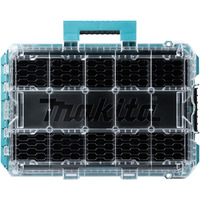 Makita MAKTRAK Organizer tief M, Werkzeugkiste blau/transparent, Transparenter Deckel