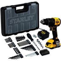 Stanley Akku-Schlagbohrschrauber  (SFMCD716D1A-QW), 18Volt schwarz/gelb, Li-Ion-Akku 2,0Ah, 100 -teiliges Zubehörset, Koffer