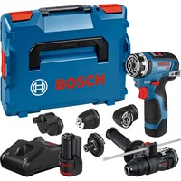 Bosch Professional Akku-Bohrschrauber GSR 12V-35 FC Professional, 12Volt blau/schwarz, 2x Li-Ionen Akku 3,0Ah, mit FlexiClick Aufsätzen, L-BOXX
