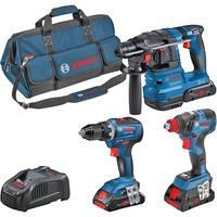 Bosch Kombi-Set GSR 18V-55 + GDX 18V-200 + GBH 18V-22, Werkzeug-Set blau, 3x Akku ProCORE18V 4,0Ah, Werkzeugtasche